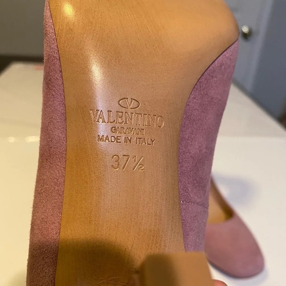 Valentino Plum Suede Ballet Ankle Strap Pumps - Picture 5 of 7